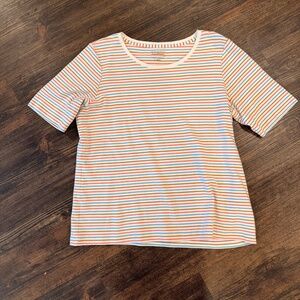L.L. Bean Striped Short Sleeve Tee | Pastel Stripe | Women’s Large Petite